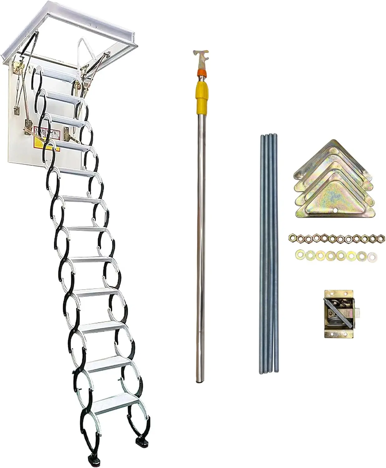 

Attic Ladder Attic Pull Down Ceiling Ladder Access Stairs Steel Folding Loft Ladder Stairs 12 Steps Retractable Ceiling Folding