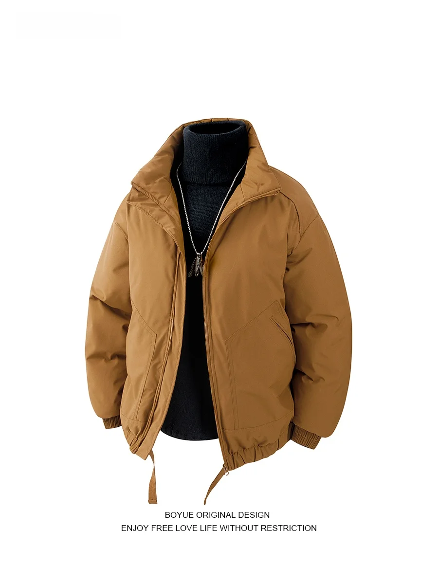 

Boyue Winter Thiened Cotton Jaet Pure Color Stand Collar ex Casual High Street Flight Sle Faionable Streetwear