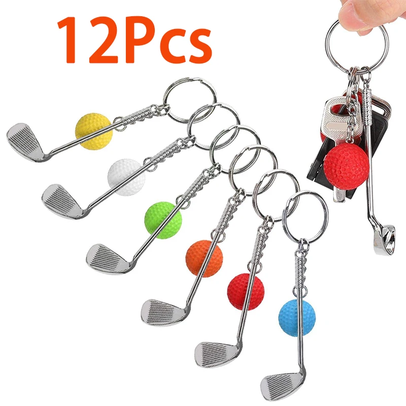 

12Pcs Mini Golf Racket Ball Pendant Keychain Key Ring Golf Club and Ball Keyring Keychain Gift for Bags or Key Decoration