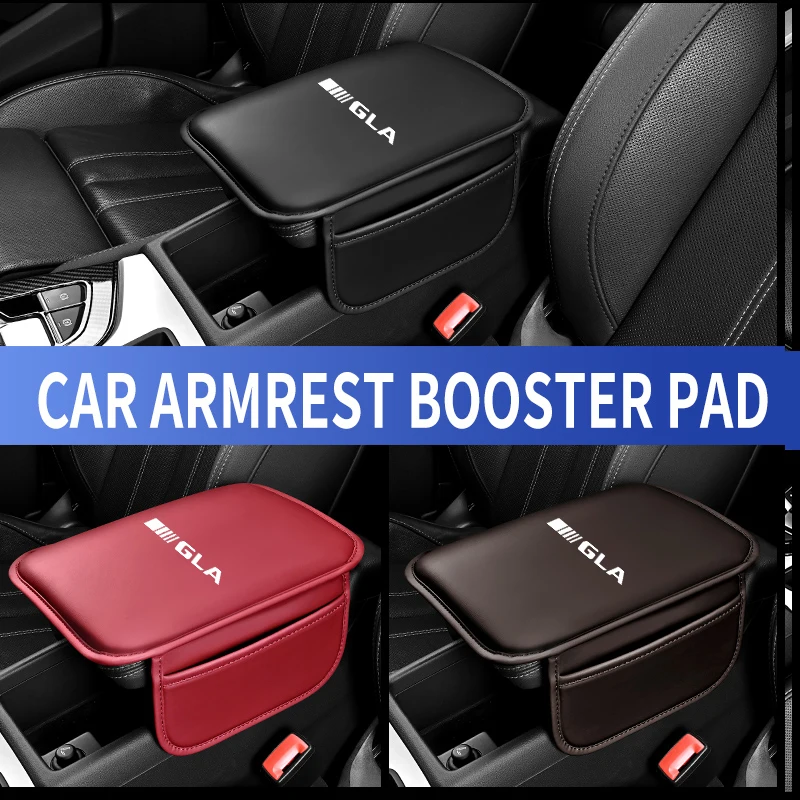 Leather Car Armrest Box Pad Central Arm Rest Storage Pocket Protective Cover For Mercedes Benz A C E GLA Car Accessories