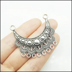 New Charms Tibetan Silver Plated Moon Flower Teardrop Pendants Connectors DIY J002