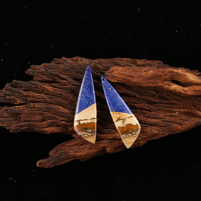 B&F Lapis Lazuli Picture Jasper  Earring Beads for Jewelry Making, Handmade Natural stones beads, Stones for Making Supplies