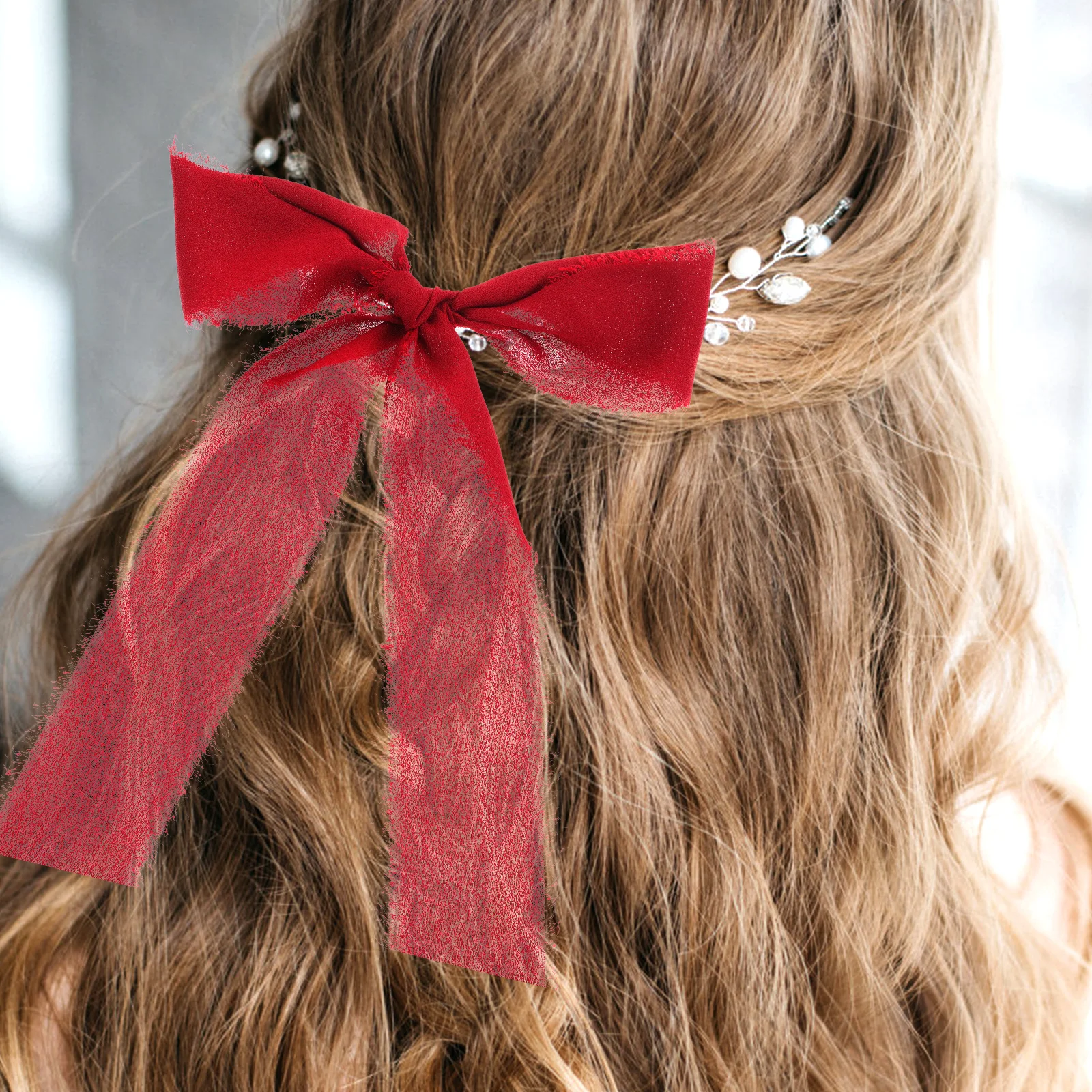 

Ribbon Straps 3 Rolls Gift Wrapping Ribbons Wedding Party Decoration Red Holiday Ribbon for Bouquet Wrapping DIY Crafts