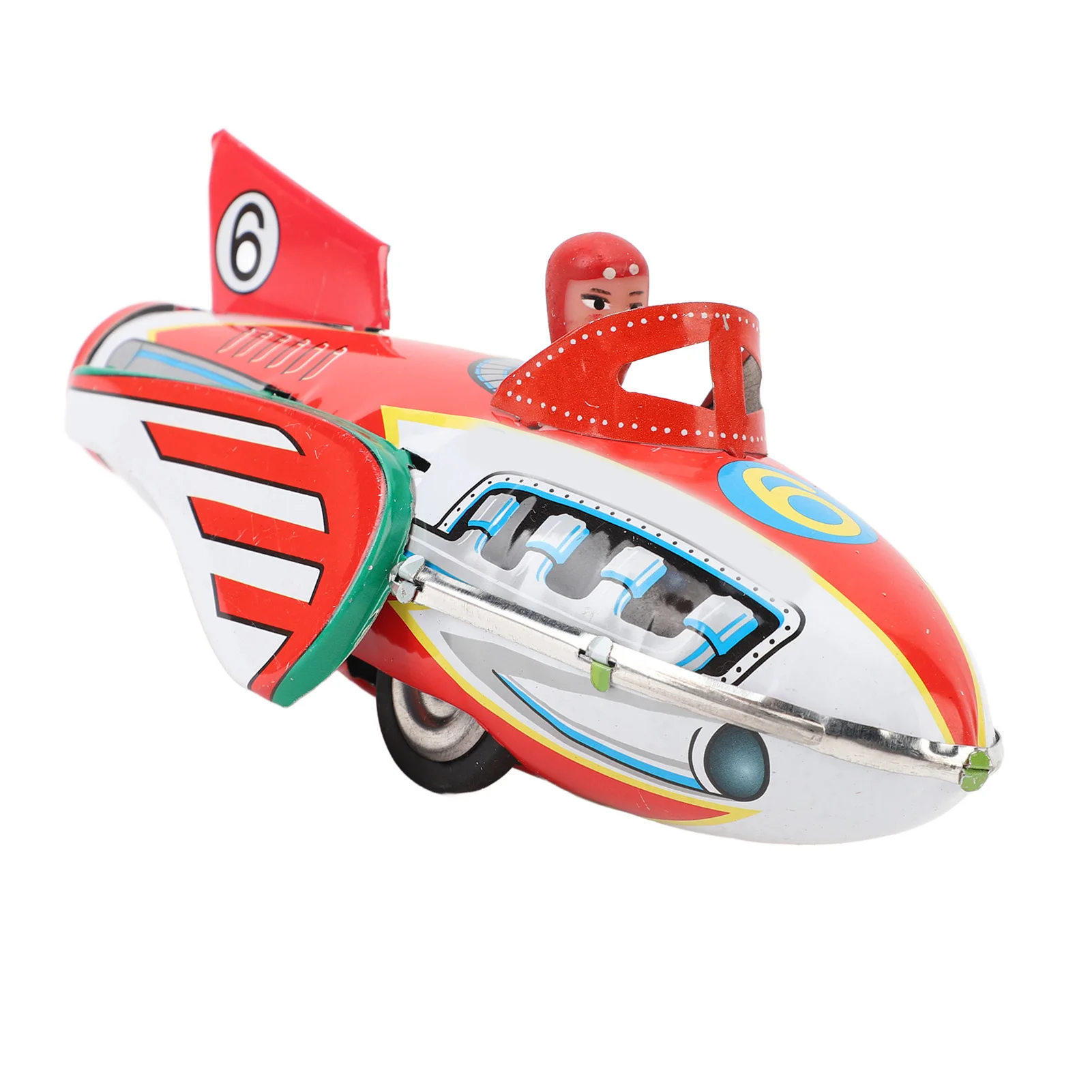 ZK30 Rocket Tin Toy Iron Nostalgia Handmade Plane Tin Toy for Collection Gift Photography Props