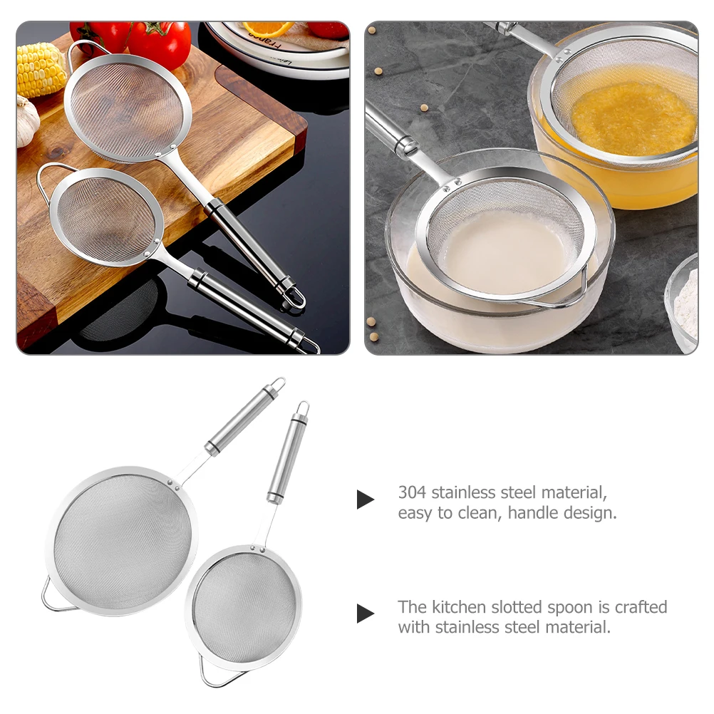 

2Pcs Stainless Steel Mesh Strainer Set Juice Strainer Noodle Sieve Cooking Equipment