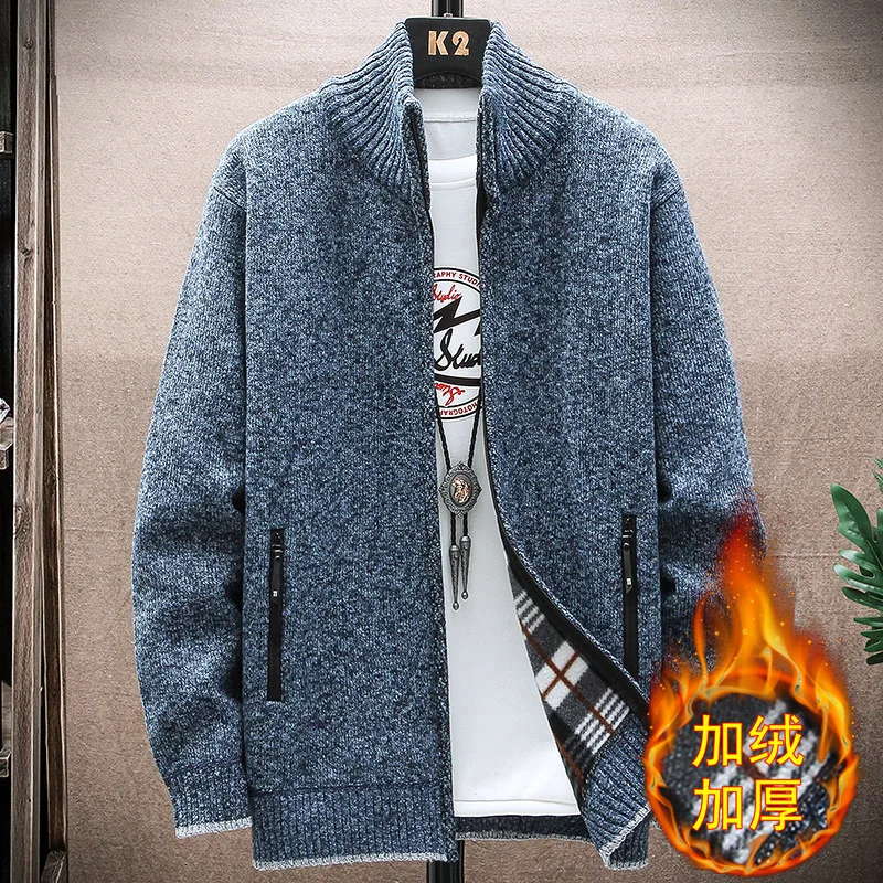 

Knitted Sweater Men High Quality Thick Warm Knitting Cardigan Men Autumn Winter Slim Fit Casual Stand Collar Zipper Sweaters Men