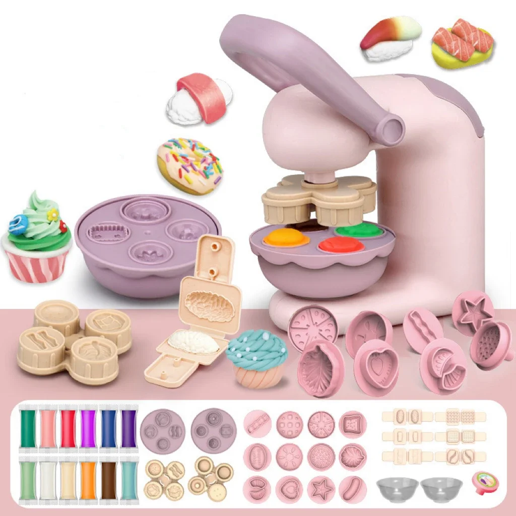 Zabawki kuchenne dla dzieci, symulowane, DIY, z modeliny, maszyna do lodów, maszyna do makaronu, zabawki edukacyjne, rozwój motoryki małej i umysłowej, kreatywność.