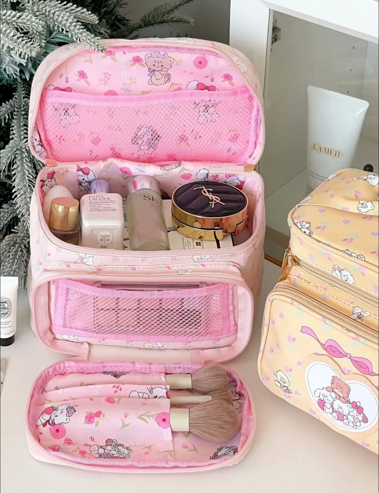 Cute Mikko Princess Makeup Bag Large Capacity Portable Handbag Travel Cosmetic Storage Organizer For Teen Girls