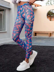 Summer New Mesh Printed Leggings Fashion Thin Cool Breathable Nine-point Pants High Waist Wear Sunscreen Thin Foot Pants Women