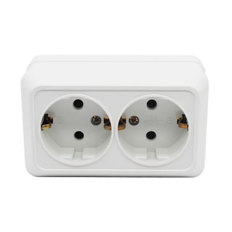 Surface-mounted double European socket 16A250V European standard two-digit German power wall panel wiring socket