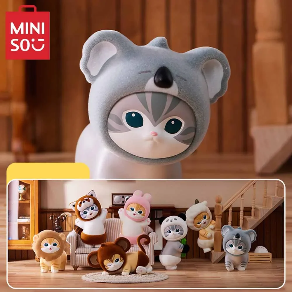 Miniso anime mofusand fofo festa série surpresa caixa cega modelo boneca brinquedos dos desenhos animados bonito modelo de mesa decoração ornamentos