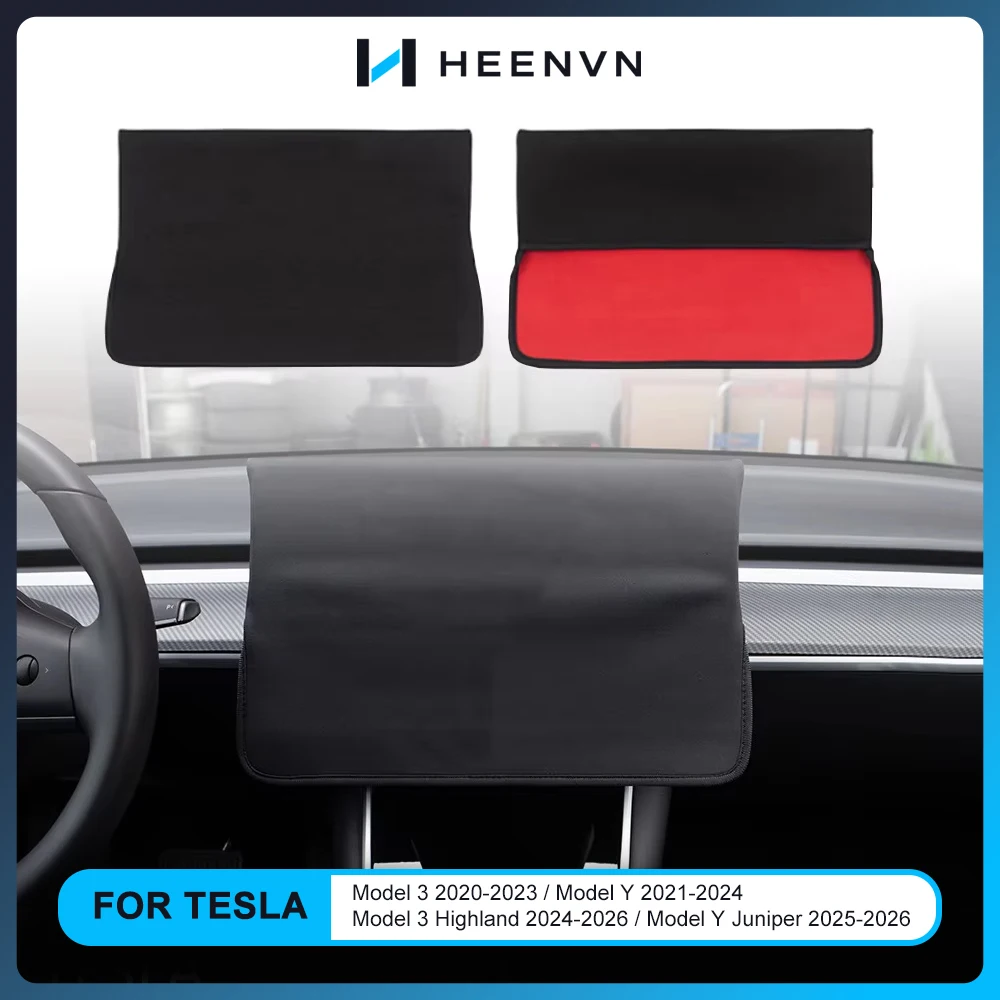 Heenvn Auto Anti-UV-Sonnenschutz-Abdeckung für Tesla Model 3 Y 2017-2026 Mittelkonsole Navigationsdisplay Staubschutzgehäuse