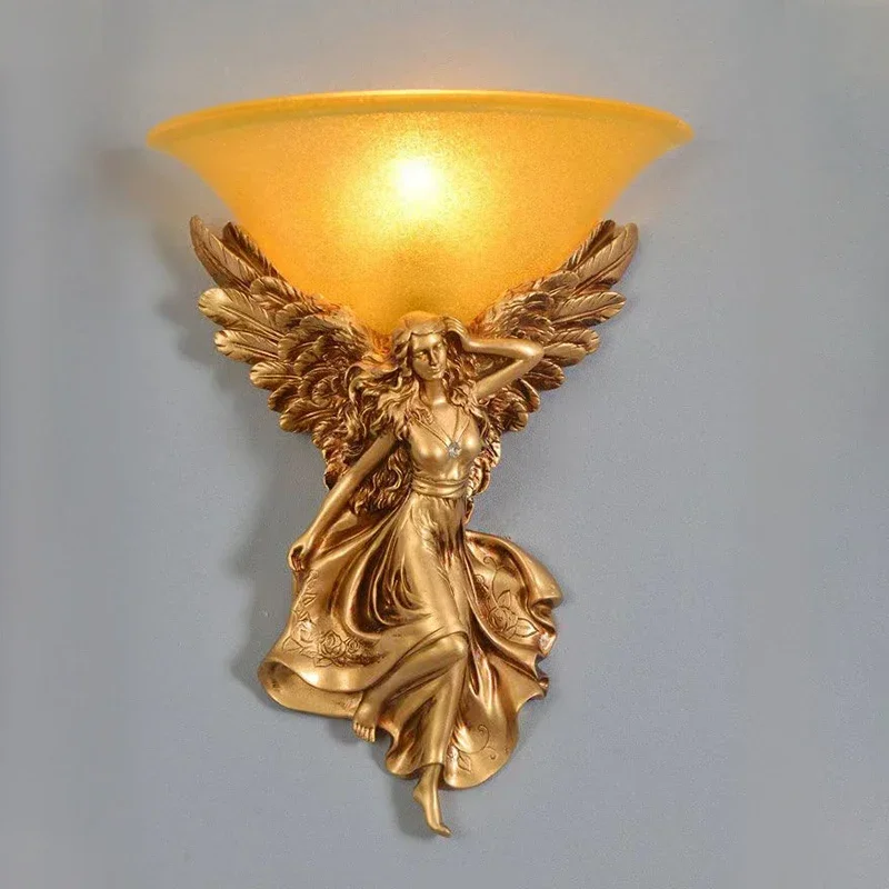 DORIAN Modern Angel Gold Wall Lights LED Creative Vintage Resin Sconce Lamp for Home Living Room Bedroom Bedside Decor