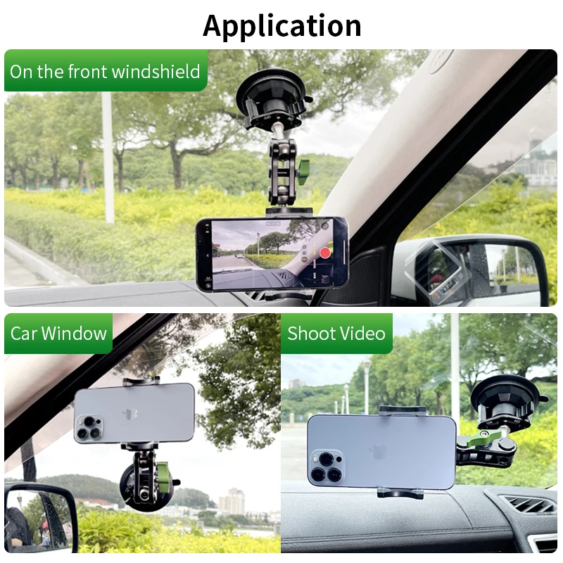 Lanparte Vehicle-Mounted Ball Head Arm Friction Clamp Suction Phone Clamp for Mobile Cell Phone Driving Video