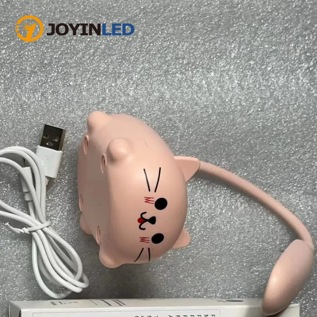 USB Charging LED Small Table Lamps Cute Pet pink bear Mini Night Lights Student Learning Eye Protection Book Lamps Bedside Decor