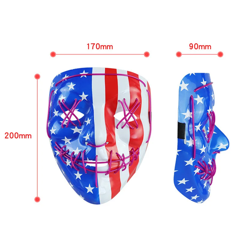 할로윈 코스프레 빛나는 EL 콜드 라이트 와이어 마스크 어린이 성인 가장 무도회 카니발 파티 페이스 마스크 휴일 빛나는 선물