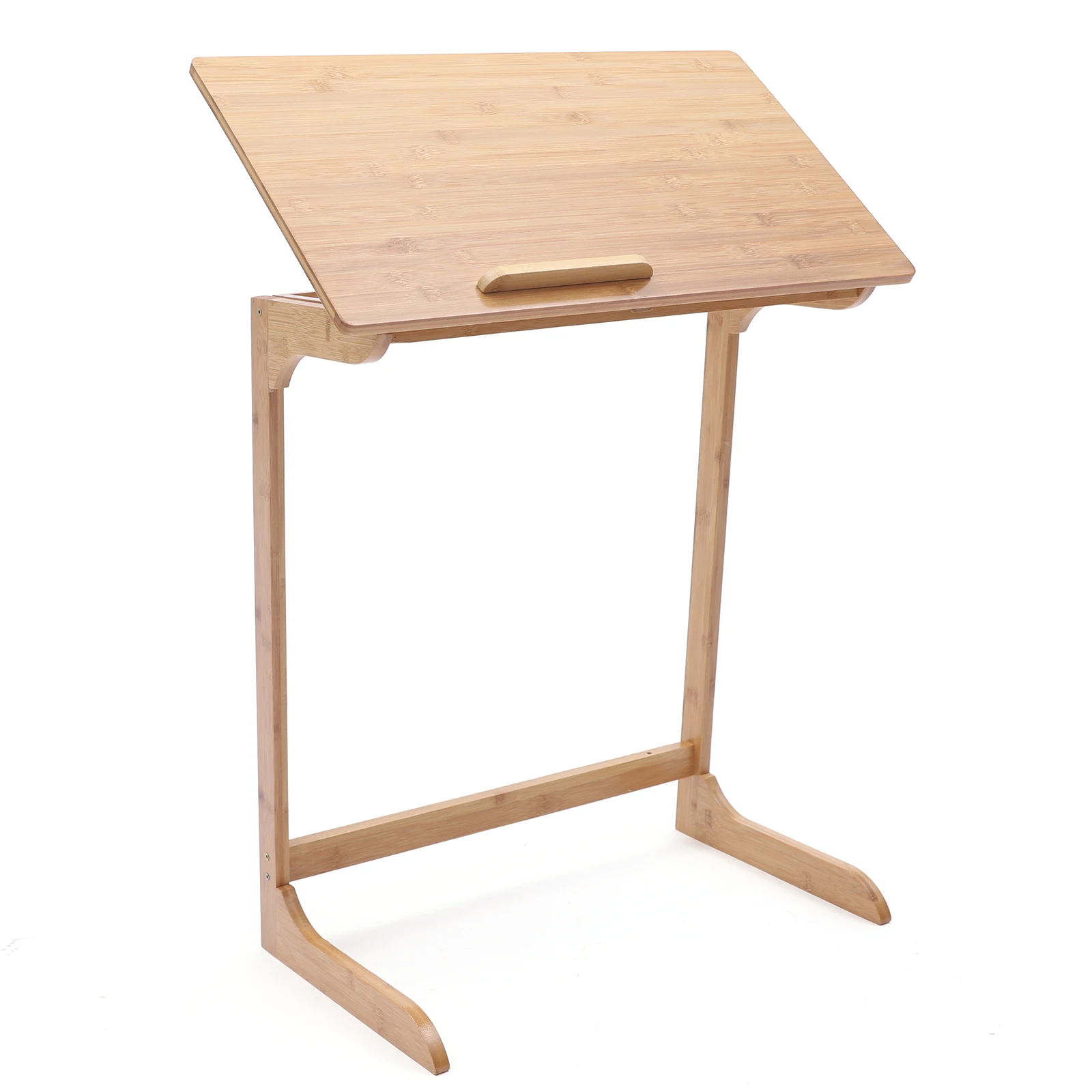 Portable Freestanding Natural Bamboo Portable Computer Table Rectangle Height Adjustable