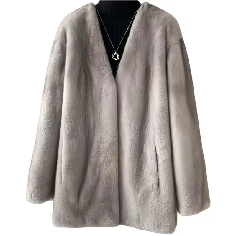 Faux Fur Coat for Women, Adjustable Waist, Long Jacket, Thick Warm Clothes, V-Neck, High Quality, Autumn and Winter, 2024