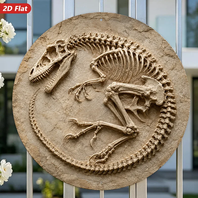 CIFBUY Rustic Dinosaur Skeleton Fossil Art Aluminum Wall Art Waterproof Durable Metal Decor For Living Room Study Hallway