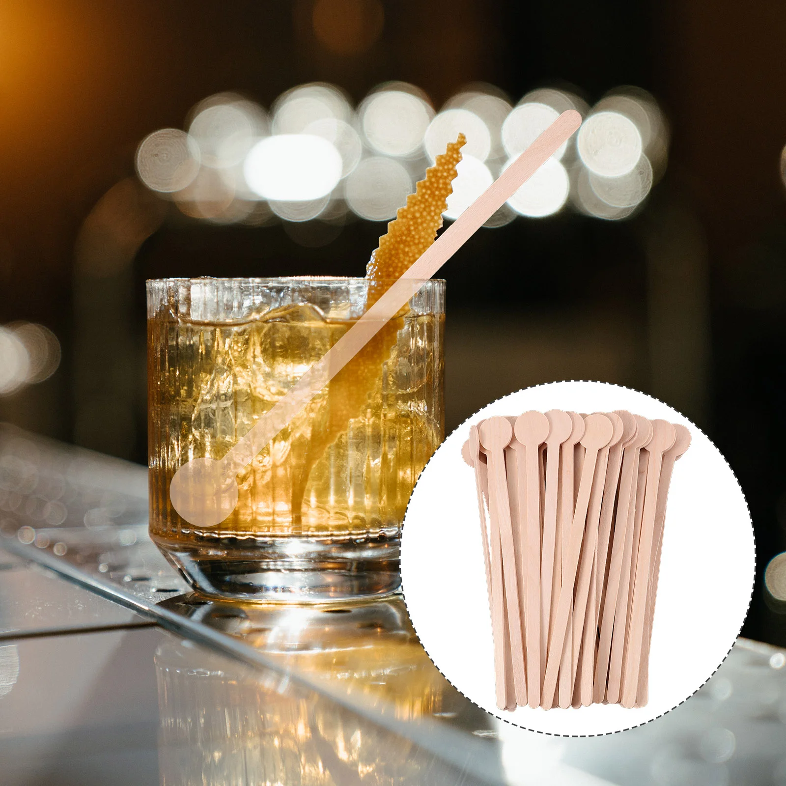 

50 Pcs Stirring Spoon Coffee Stirrers Cocktail Swizzle Reusable Juice Bar Sticks