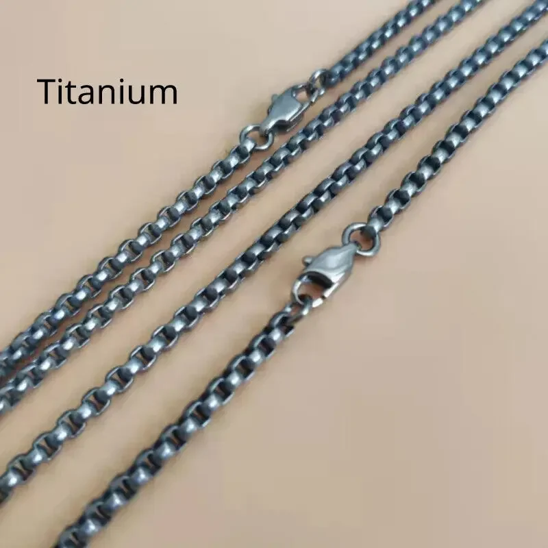 

New TA1 Pure Titanium Box Chain Necklace 3mm Men Women Unisex NO Allergic Skin Care Health Titanium Square Link Necklaces