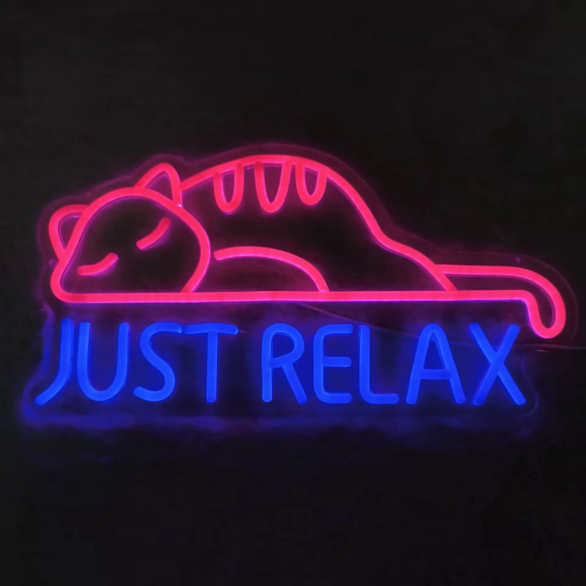 JUST RELAX Neon-Neonlichtschild, USB, dimmbar, LED-Neonschild, Wanddekoration für Schlafzimmer, Spielzimmer, Wohnzimmer, Geburtstagsparty-Geschenke