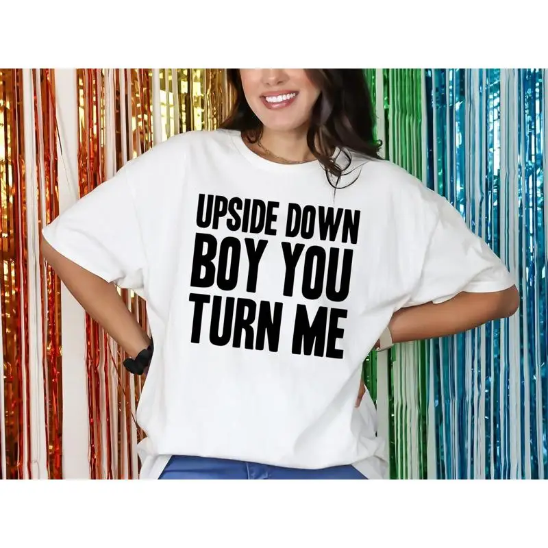 Футболка Upside Down Boy You Turn Me, персонализированное нарядное платье, девичник выходного дня 80-х годов