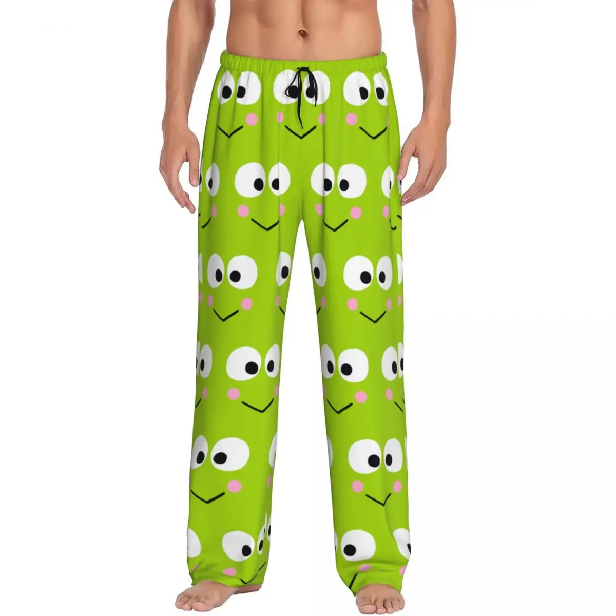 Custom Classical Keroppi Pajama Pants Men's Comic Kawaii Lounge Sleep Drawstring Sleepwear Bottoms with Pockets