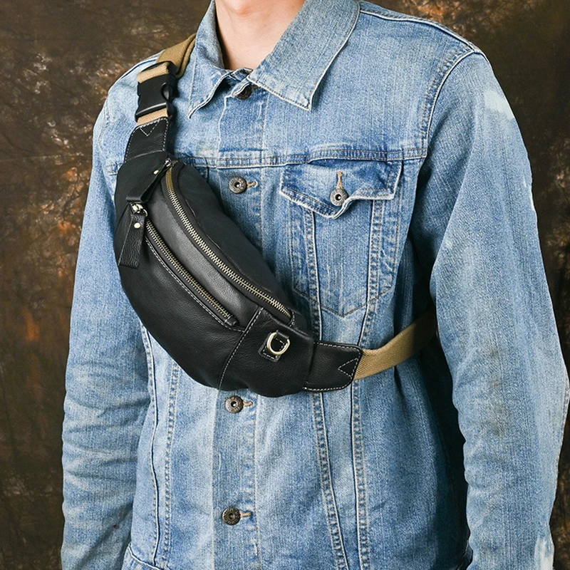 Novo saco de peito de couro genuíno dos homens multifuncional saco de cintura de couro macio ombro crossbody bolsa do telefone móvel