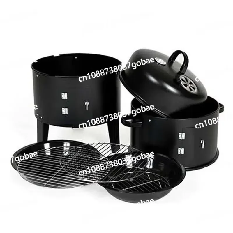 Vertical Multi-layer Smoked Grill BBQ for Household Use Double Layer Smoked Grill for Picnic Charcoal Stew