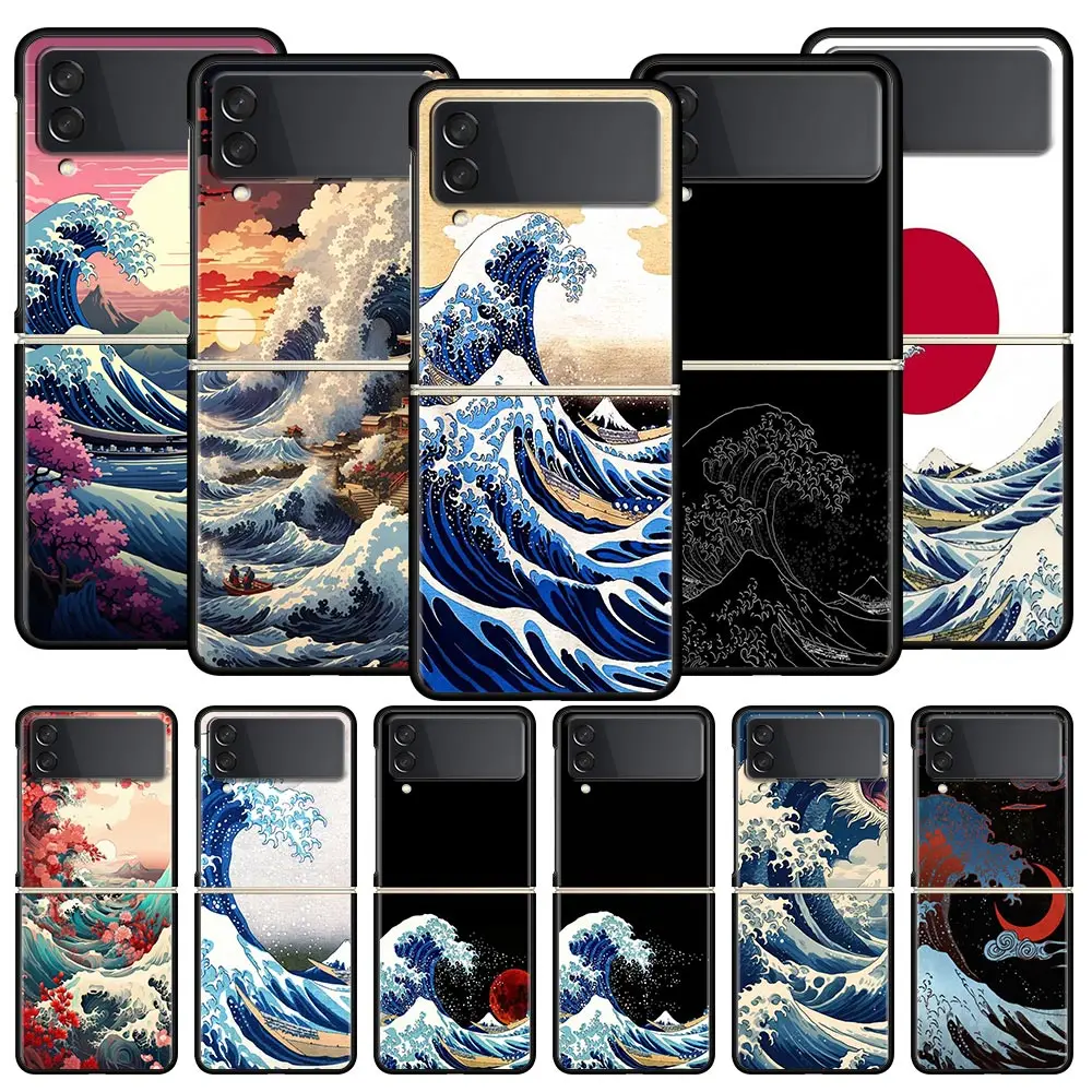 Fashion Japan The Great Wave Of Kanagawa Phone Case For Samsung Z Flip3 Flip4 Flip5 PC Shell For Z Flip 3 4 5 Hard Folding Cover