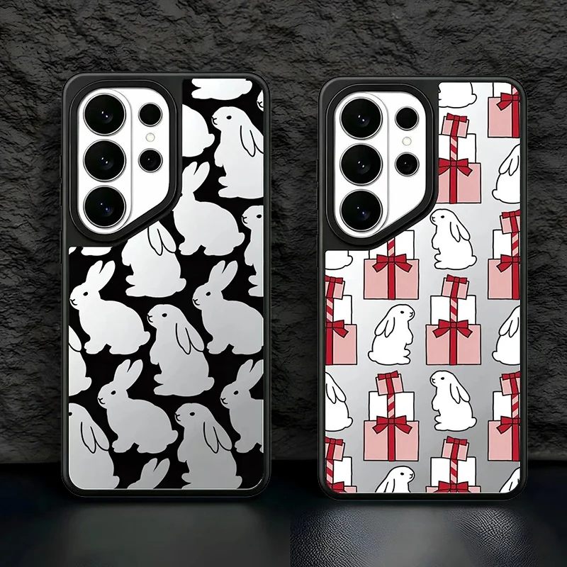 Rabbit Mirror Surface Magnetic Phone Cover for Samsung Galaxy S23 S24 S25 S26 Ultra S26+ Plus Case Cat
