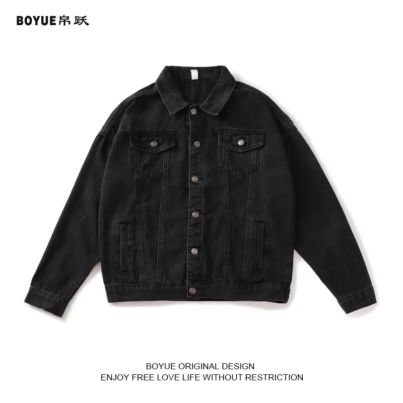 

Spring Autumn Trend Retro Workwear Denim Jackets Men's Hong Kong Style Washed Loose Casual Versatile Button Coats Male Clothing