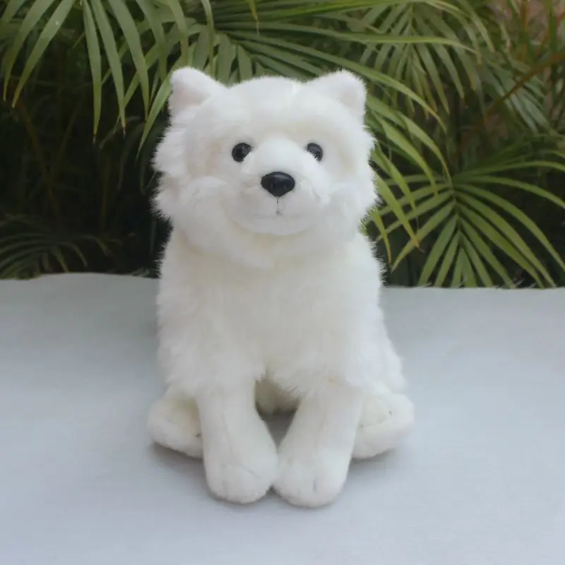 Simulation Samoyed Plush Toy Cute White Fox Dog Puppy Dog Doll Lifelike Animals Simulation Stuffed Doll Kawaii Toy Gifts