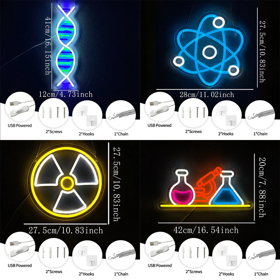 Experimental Molecular Led Neon Sign, Used For Wall Decor, Classroom, Chemistry Laboratory, Stem Room, Bedroom Art Wall Lamp.