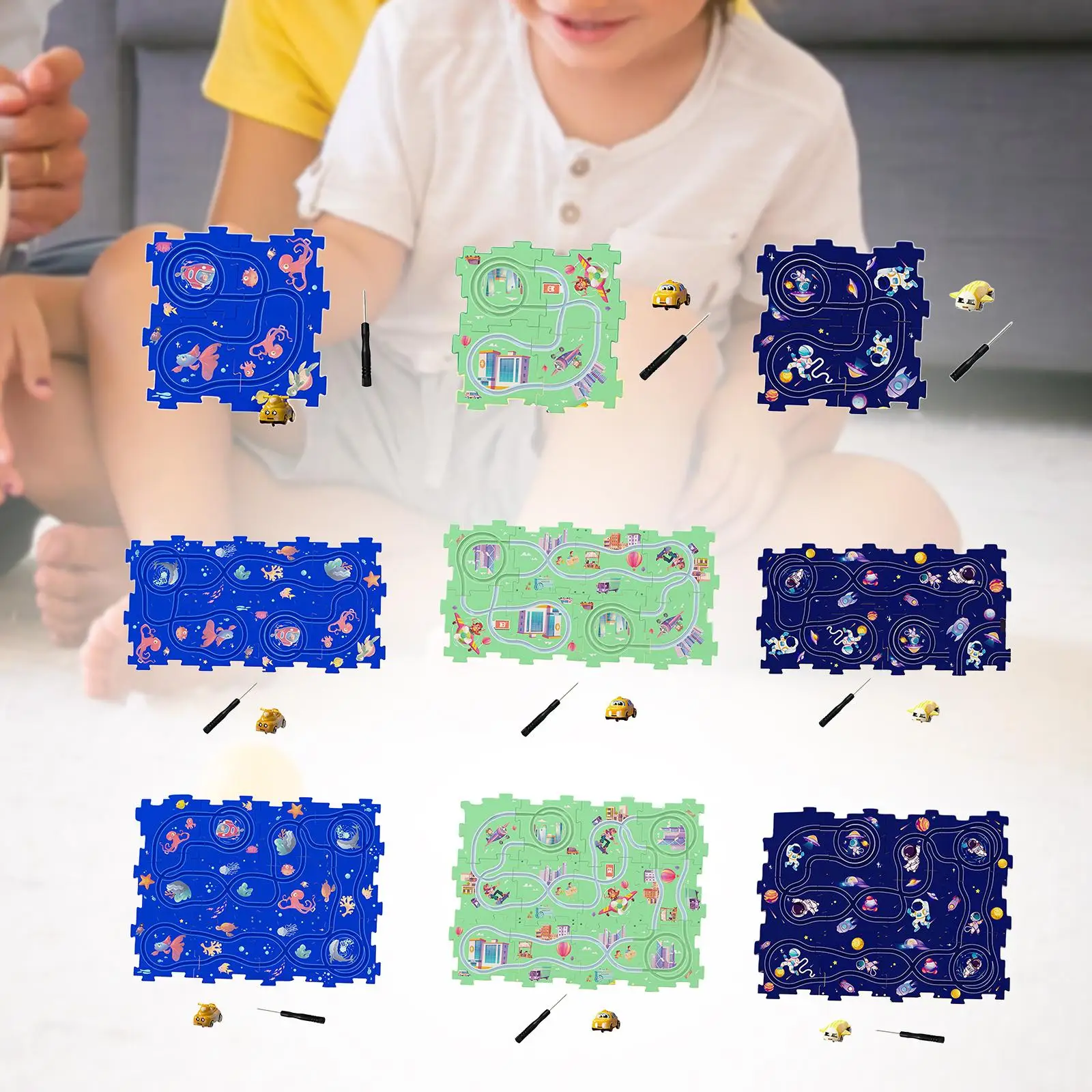 

Puzzle Car Track Play Set Rail Car Building Toys for Girls Toddlers