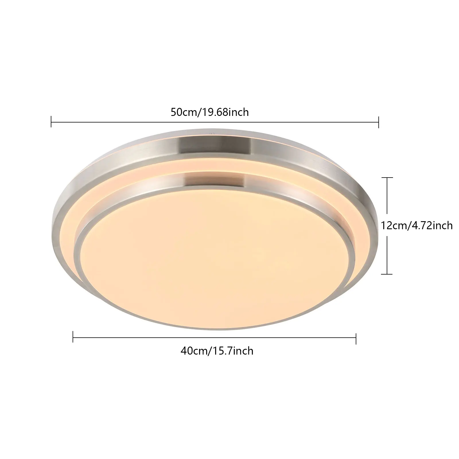 Ceiling Lights with LED, White & Silver, Remote Control, Adjustable Brightness, Stylish Double-Layer Design for Living Room