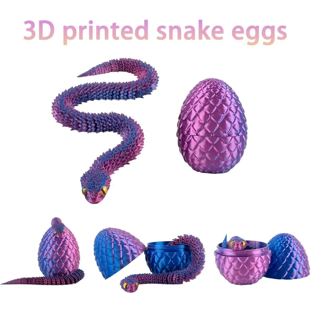 3D Printed Cool Snake Dragon Egg Multi-joint Novel Easter Hot-selling Gift Decompression Children's Toys Desktop Decoration image 4