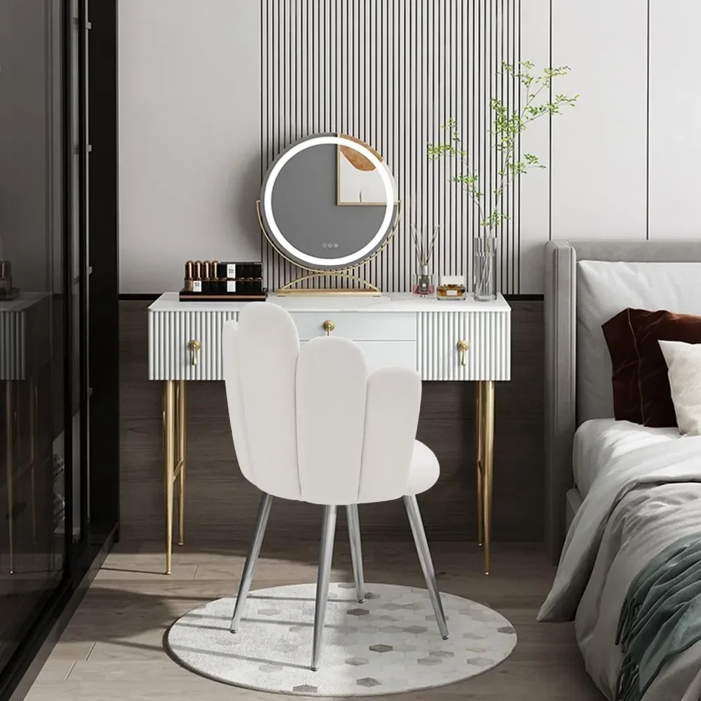 

yVanity Chair for Makeup Room - Midcentury Modern Accent Chair for Living Room Bedroom, Velvet Chair with Back Support