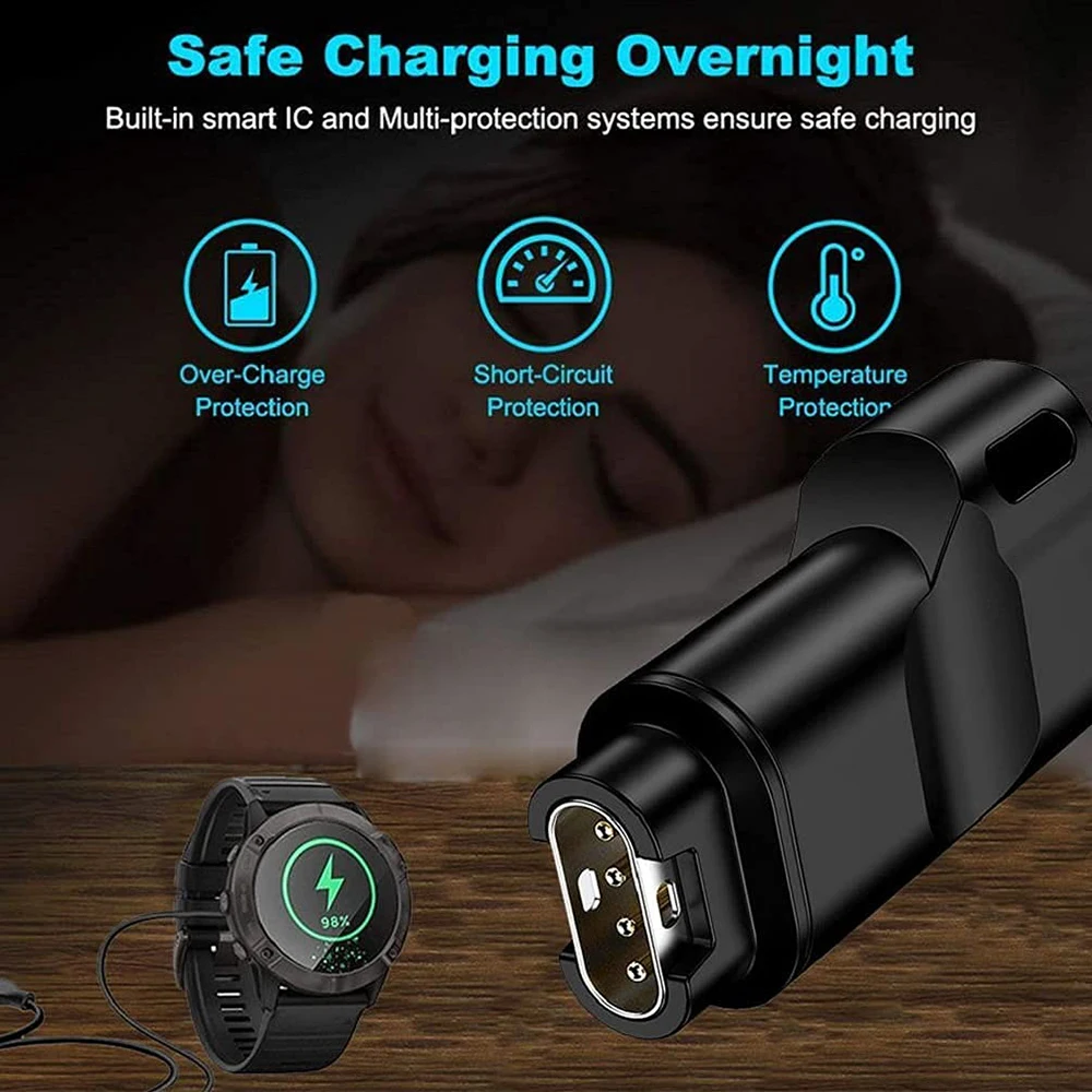 유형 C 충전기 변환기 Garmin Lily 용 전원 어댑터 Fenix 7 7X 5 5x5s 6 6X 6S Venu 2 Forerunners 45 245M 스마트 워치 충전기