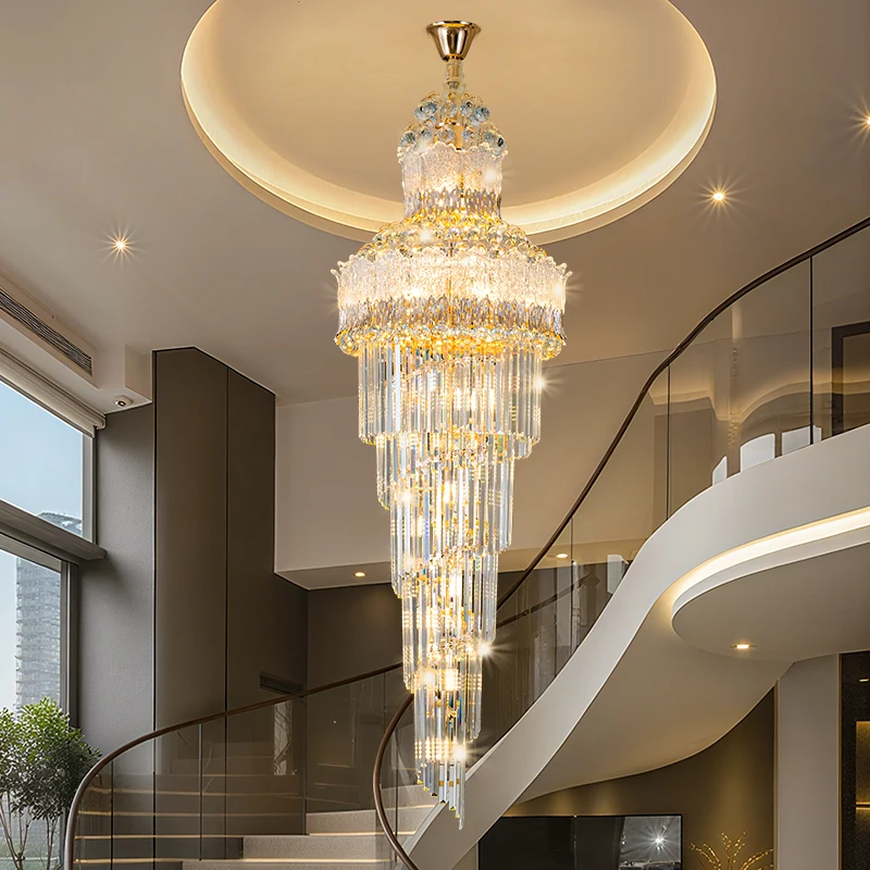 Luxury Crystal Chandelier For Living Room Staicase Lobby Villa Sophisticated Grand Hall Main Light Luxurious Italian Style
