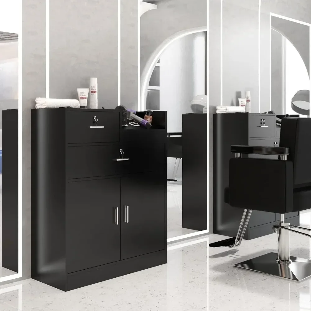 

Salon Storage Station Cabinet Locking Drawer, Beauty Barber Salon Styling Station Organizer Equipment for Hairstylist Cabinets