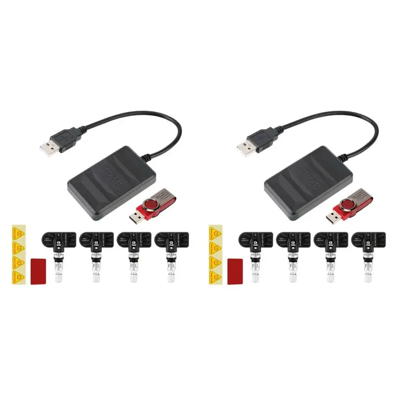 Simple 2X Car TPMS Tire Pressure Monitoring System USB Android Navigation Tire Pressure Detection Internal Tire Pressure Sensor