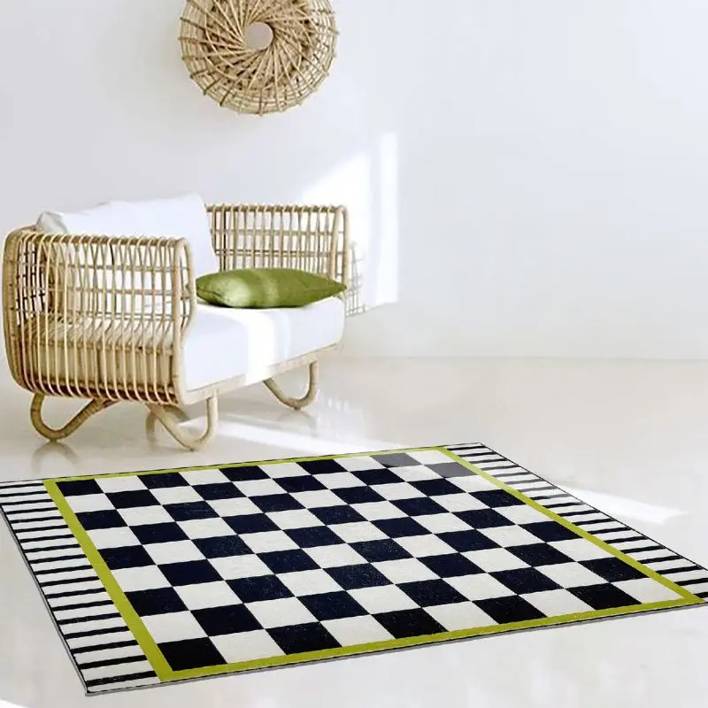 Simple Check Pattern Carpet for Living Room Nordic Home Decor Sofa Table Large Area Rugs Bedroom Bedside Anti-slip Floor Mat