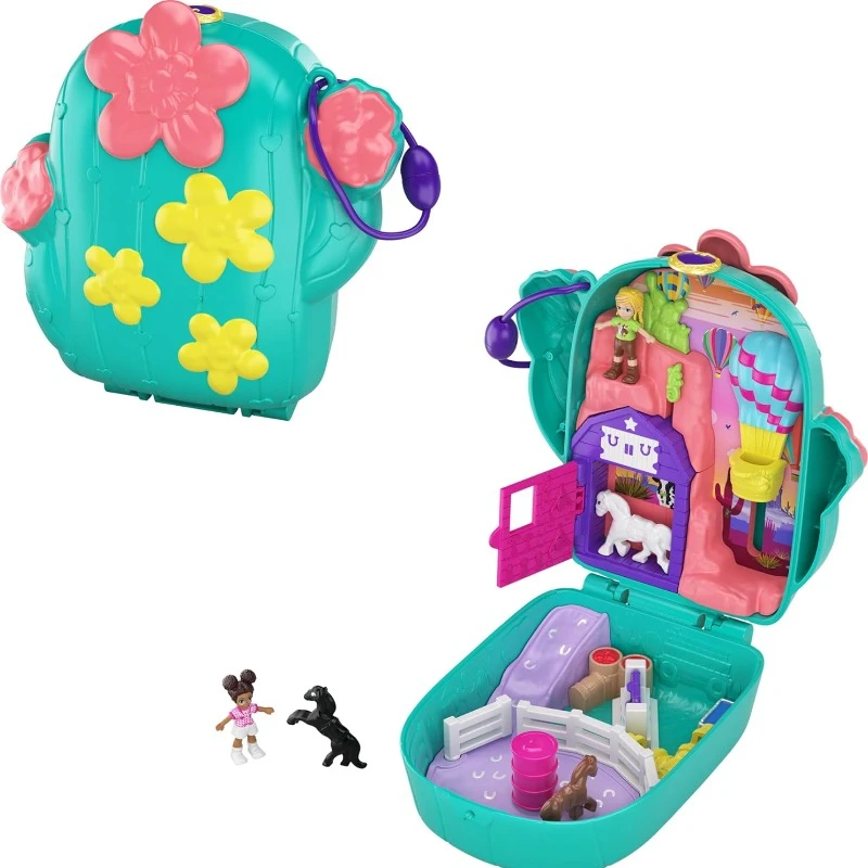 New Surprise Doll Polly Pocket Playset  Pocket World Cactus Cowgirl Ranch Compact Toy Set Gifts for Girls