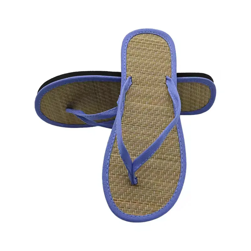 Chanclas Planas para Mujer, Pantuflas Cómodas Antideslizantes, Sandalias de Bambú y Ratán, Chanclas para Baño y Hogar, Pantuflas Mujer