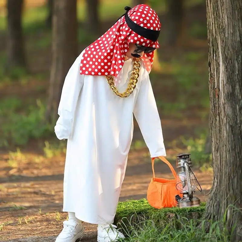 loween Children's Cosplay Costume Prince Robe Parent-Child Funny Dubai Prince Apparel Ethnic Stage Costume Women's Faion