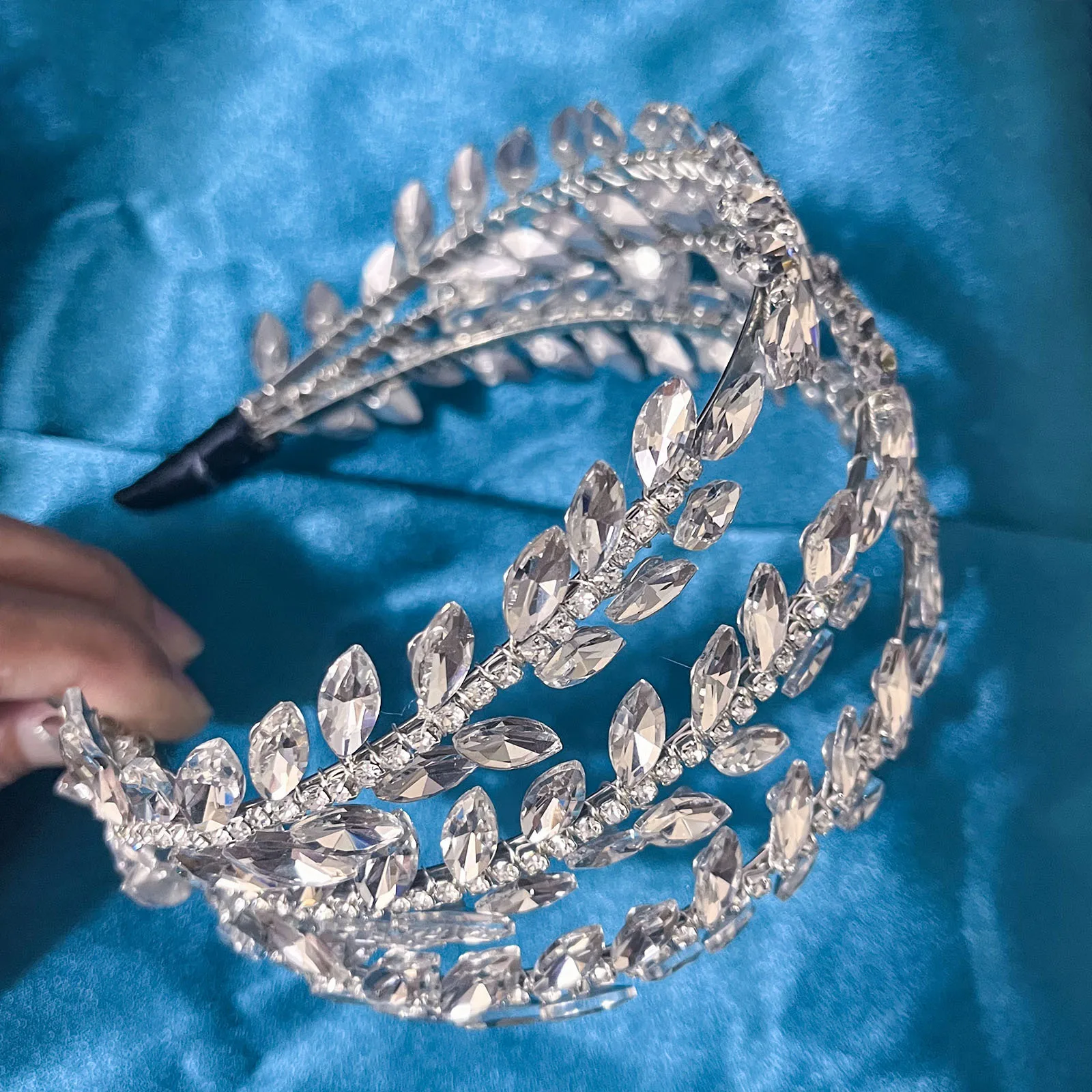 Dz148 strass casamento tiara prata strass noiva bandana brilhante diamante pageant coroa feminino acessórios de jóias de cabelo