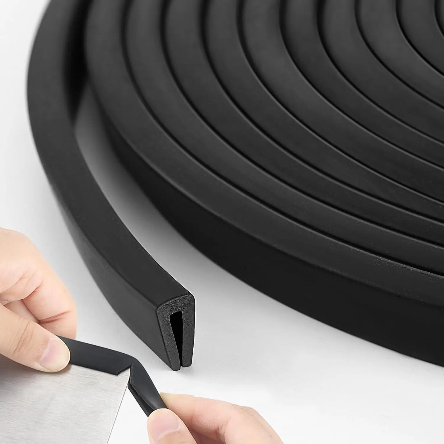 

Rubber Edge Trim U Channel for Car Doors, Steel Plates, Glass Hatches - Weather Resistant Seal Strip (100 Feet)