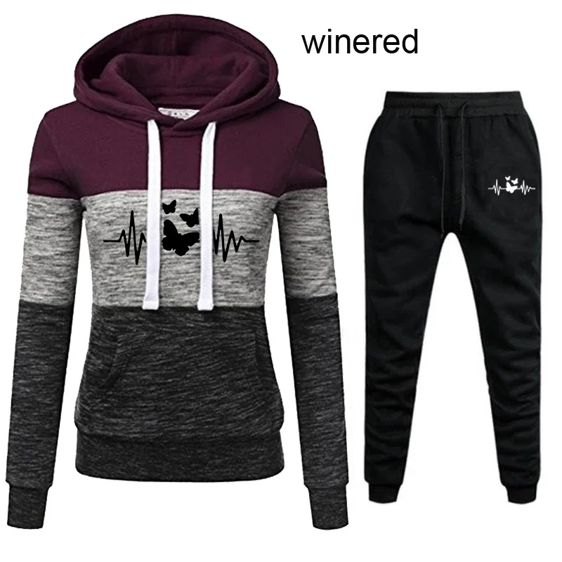 Frühling Herbst Damen Trainings anzug gedruckt 2 Stück Set Hoodies und Jogging hose kausale Damen Sportswear Mode Sweatshirt Anzug